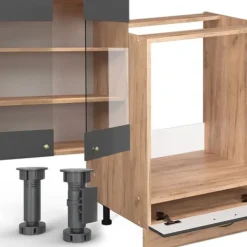 Monteringsfärdiga Kök & Pentryn-Fame-Line kök, 300 cm, PT Ek, Country Antracit/Golden Oak, Vicco