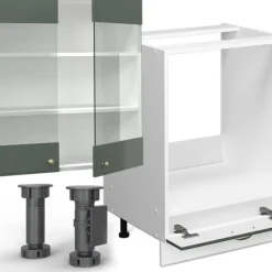 Monteringsfärdiga Kök & Pentryn-Fame-Line Kök, 300 cm, PT Ek, Grönguld Landhaus/Vit, Vicco