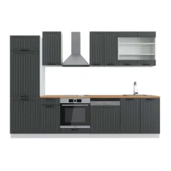 Fame-Line kök, 300 cm, PT Ek, Lanthus antracit/vit, Vicco