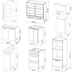 Monteringsfärdiga Kök & Pentryn-Fame-Line kök, 280 cm, PT Marble, blank vit/vit, Vicco