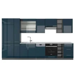 Fame-Line kök, 355 cm, PT Marble, Blank mörkblå/Antracit, Vicco