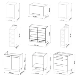 Monteringsfärdiga Kök & Pentryn-Fame-Line kök, 235 cm, PT Marble, Stuga vit/antracit, Vicco