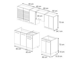 Fame-Line kök, 240 cm, PT Marble, blank mörkblå/guld ek, Vicco