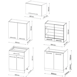 Monteringsfärdiga Kök & Pentryn-Fame-Line kök, 200 cm, PT Marmor, Gyllene/vit ek, Vicco