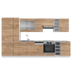 Fame-Line kök, 355 cm utan bänkskiva, Gyllene/vit ek, Vicco