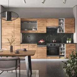 Fame-Line kök, 355 cm utan bänkskiva, Gyllene/vit ek, Vicco