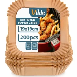 Fritöser-Fettfritt pappersinlägg till airfryer, fyrkantigt, 19x19 cm, 200 st.