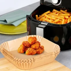 Fritöser-Fettfritt pappersinlägg till airfryer, fyrkantigt, 19x19 cm, 200 st.