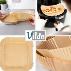 Fritöser-Fettfritt pappersinlägg till airfryer, fyrkantigt, 19x19 cm, 200 st.