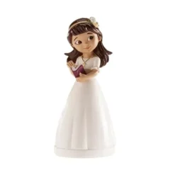 Figurine Kommunion - DEKORA - 13 cm - Diadem av resin - Tårtdekoration - Flicka