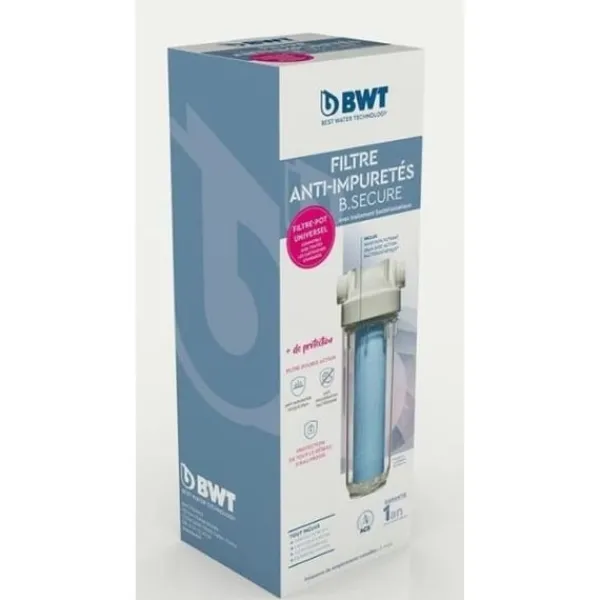 Vattenfilter-Filter - BWT - B.SECURE - anti-föroreningar 25µm - antibakteriellt - Skyddar hälsa, rör och hushållsutrustning