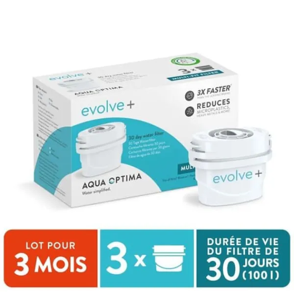 Vattenfilter-Filter för Kolfilterkanna - Aqua Optima - EPS319 - 3 Enheter - Plast - Vit