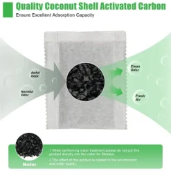 Filterpåsar med aktivt kol 20-pack, för luft- och vattendestillator/renare, avlägsnar klor, kolloider och tungmetaller, vit