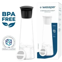Karaffer-Filtreringskaraff - Wessper - K1 BOROSILIKAT Actitex™ - Borosilikatglas - 1L - Svart