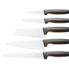Fiskars 1057558, Knivuppsättning, Rostfritt stål, Rostfritt stål, Svart, Ergonomisk, Mjukt grepp, Finland