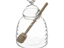 5five Glasburk för förvaring av honung, stor köksbehållare + specialsked - höjd 14 cm, SECRET de GOURMET