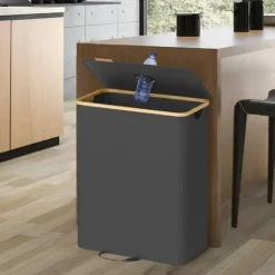 Tvättutrustning-Flaskbehållare 140L - Återvinningskärl med lock och innerpåse - För kök