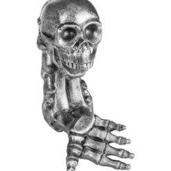 Vinflaskhållare-Flaskhållare - HENRY BRUBAKER - Dödskalle - Polyresin - Silver - 13x22x10,5 cm