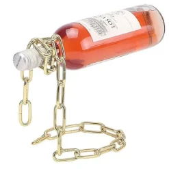 Flaskhållare - Magic - Metallkedja - Levitationseffekt - Guldfärg - 21 cm x 17 cm