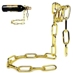 Flaskhållare - Magic - Metallkedja - Levitationseffekt - Guldfärg - 21 cm x 17 cm