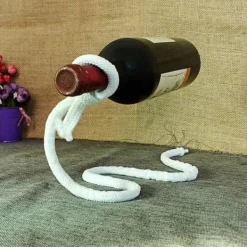 Vinflaskhållare-Flaskhållare - Magisk - Rep - Handgjord - Modern - Vit tråd