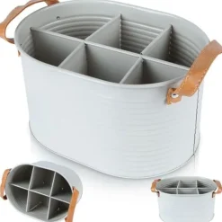 Flasklåda - Home Styling Collection - Metallisk - Ljusgrå - 6 flaskor