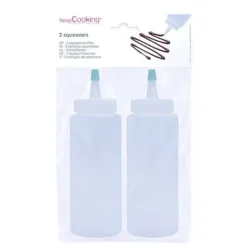 Spritspåsar-Flaskor med hällpip - SCRAPCOOKING - 75 ml - Flekiga - Exakta för såser - 2 stycken