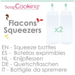 Spritspåsar-Flaskor med hällpip - SCRAPCOOKING - 75 ml - Flekiga - Exakta för såser - 2 stycken