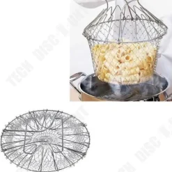 Durkslag & Silar-Fällbar Salladskorg - TD® - Rostfritt Stål - Silver - 23,5 cm - 9,5 cm