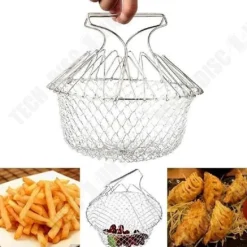 Durkslag & Silar-Fällbar Salladskorg - TD® - Rostfritt Stål - Silver - 23,5 cm - 9,5 cm