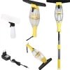 Rengöringsmedel-Fönsterdammsugare Set - Elektrisk fönsterputsare - Teleskopskaft och sprayflaska - 280 mm skrapa - För fönster, speglar, kakel, glas - Gul