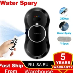 Fönsterputsrobot med AI-teknik, automatisk vattenspray, 30 ml tank.,svart, Ja