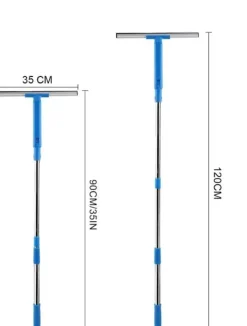 Fönsterskrapa med teleskophandtag (120 cm), fönsterputsare med silikonskrapa och mikrofiberborste, rengöringssats