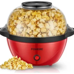 Popcornmaskiner-FOHERE 3,5 L Elektrisk Tyst Popcornmaskin med Non-stick Beläggning