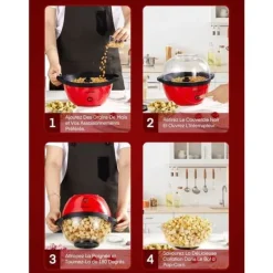 Popcornmaskiner-FOHERE 3,5 L Elektrisk Tyst Popcornmaskin med Non-stick Beläggning