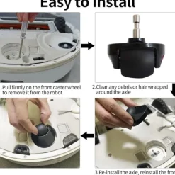 Robotdammsugare-Framhjul Kompatibelt med Roborock S6/S5 Max/E4-serien Dammsugare, Förbättrad Navigering