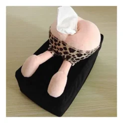Pappersnäsdukar-Fördelarlåda med näsdukar skinkor i luften med Leopard trosor
