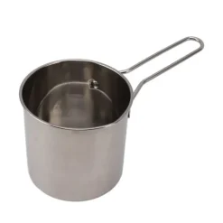 Fritöspanna i rostfritt stål Högtemperaturbeständig oljebesparande Bärbar minimetallfritöspanna med långt handtag 4-delat set