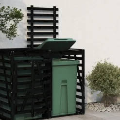 vidaXL Tillbehör Till Avfallshantering-Förlängning till skjul för sopkärl svart massiv furu