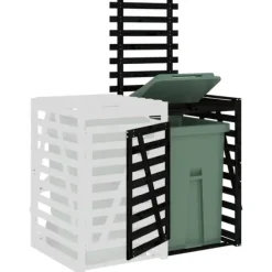 vidaXL Tillbehör Till Avfallshantering-Förlängning till skjul för sopkärl svart massiv furu