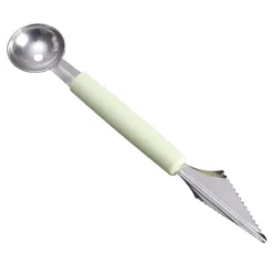 Fruit Ball Digger Dubbelhuvud Rostfritt stål Fruktgrävarsked Dubbelsidig frukt Melon Ballersked Vattenmelon Digger Glasssked Nordic Green