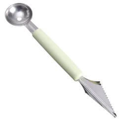 Fruit Ball Digger Dubbelhuvud Rostfritt stål Fruktgrävarsked Dubbelsidig frukt Melon Ballersked Vattenmelon Digger Glasssked Nordic Green