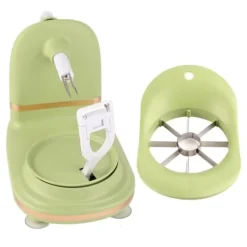 Fruktskalare med multifunktionshandvevskärare - Äppelskalare i rostfritt stål för kök (ljusgrön)