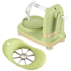 Fruktskalare med multifunktionshandvevskärare - Äppelskalare i rostfritt stål för kök (ljusgrön)