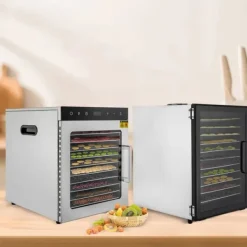 Torkugnar-Frukttork - Matdehydrator - 12 Rostfria Brickor - 800 W - Digital Temperatur 30–90 °C - Timer 0,5–24 h - Svart