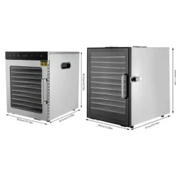 Torkugnar-Frukttork - Matdehydrator - 12 Rostfria Brickor - 800 W - Digital Temperatur 30–90 °C - Timer 0,5–24 h - Svart