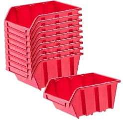 Förvaringsbehållare, Hållbar Plast, Stapelbar Design,Röd