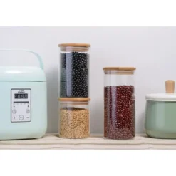 Förvaringsburkar för livsmedel - Set med 4 - Borosilikatglas - Lufttät lock - 4 olika storlekar