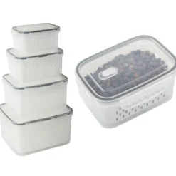 Förvaringsburkar 4-set - Täta köksburkar med korg