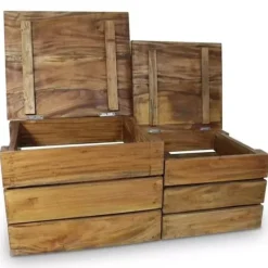 vidaXL Förvaringslådor För Hemmet-Förvaringslådor - - 2 st - Återvunnet trä - Antik stil - Brun